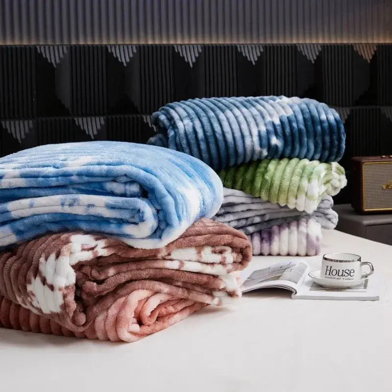 Tie-Dye Flannel Fleece Throw, Thick and Soft