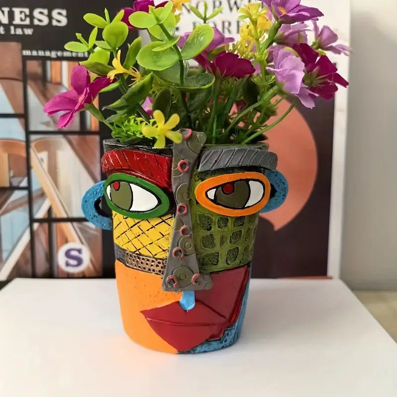 Artistic Resin Plant Pot, Abstract Design