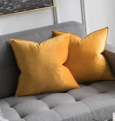 Housse de coussin en velours à bordure flanelle