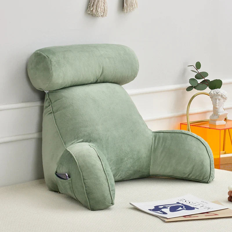 Coussin de lecture avec accoudoirs et poche latérale