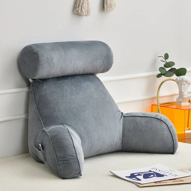 Coussin de lecture avec accoudoirs et poche latérale