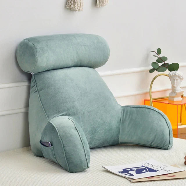 Coussin de lecture avec accoudoirs et poche latérale