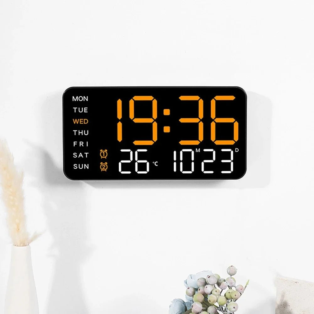Réveil LED avec calendrier et température, à poser ou fixer