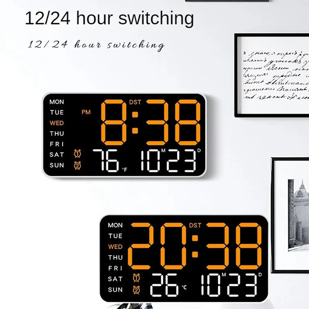 Réveil LED avec calendrier et température, à poser ou fixer