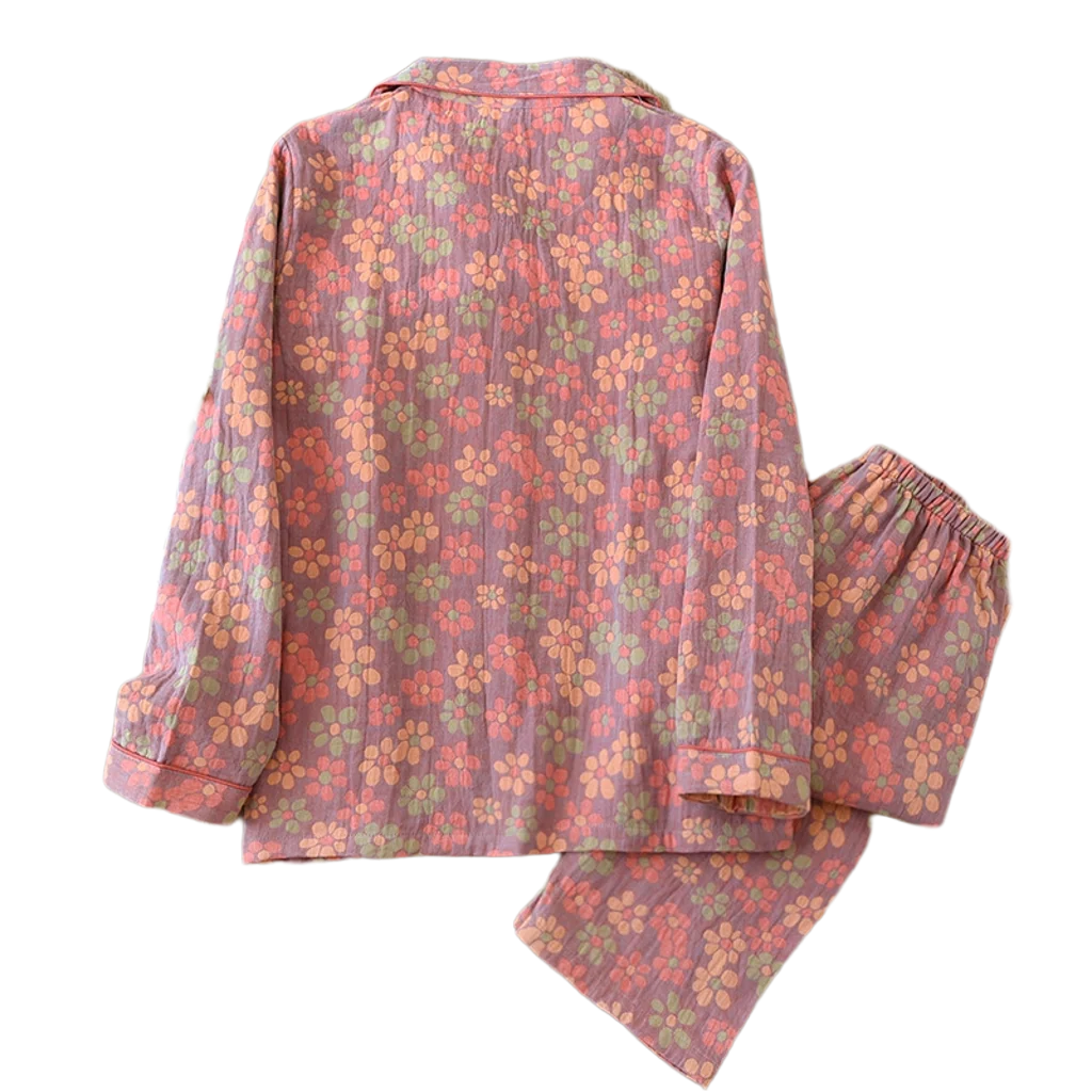 Women's Cotton Pyjama Set with Daisy Pattern