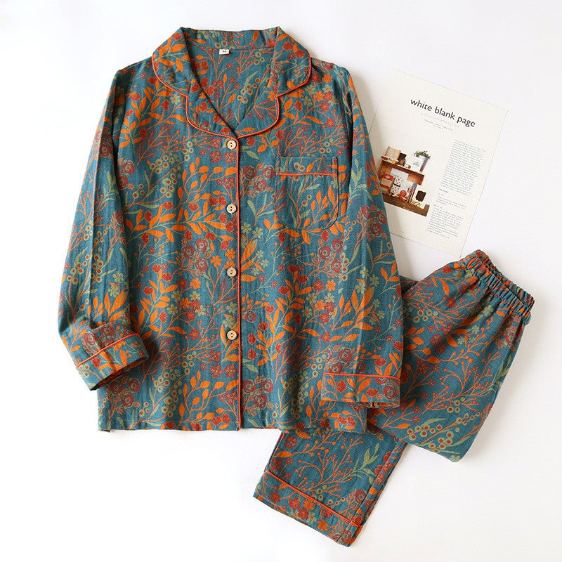 Women's Floral Cotton Gauze Pyjama Set