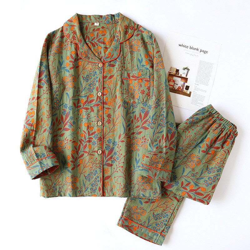 Women's Floral Cotton Gauze Pyjama Set