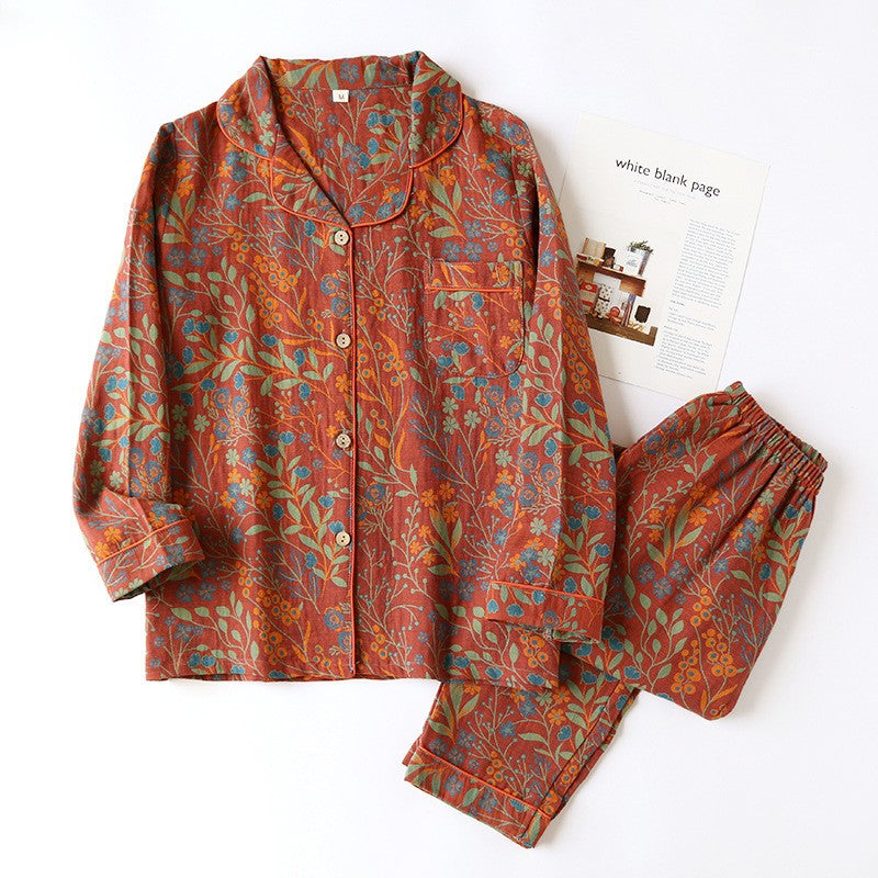 Pyjama femme fleuri en gaze de coton