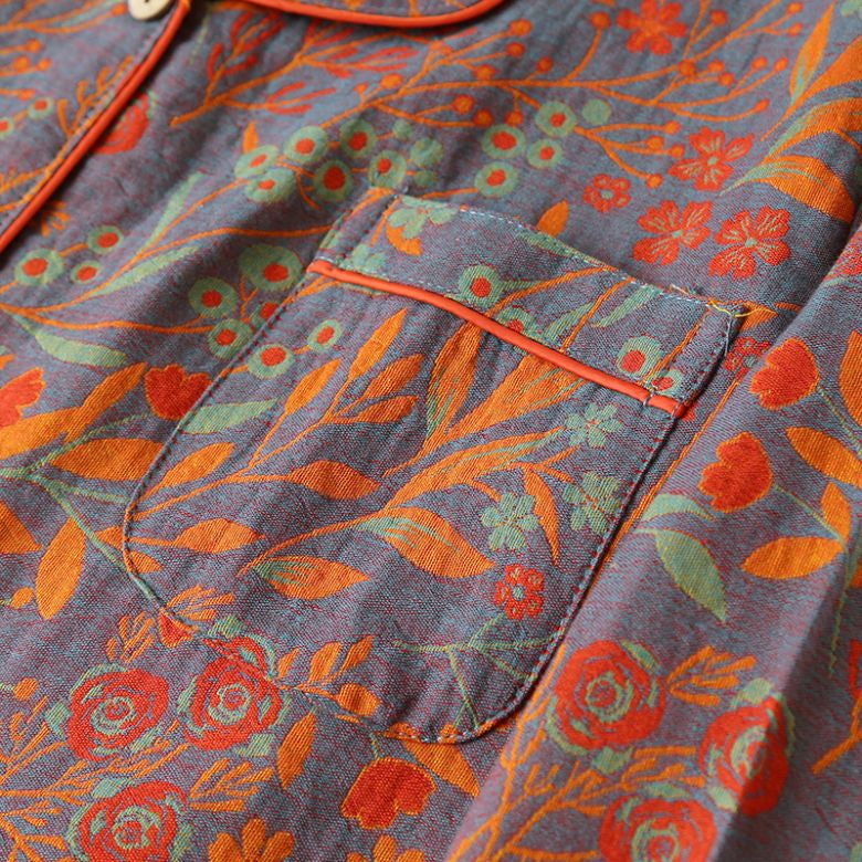 Pyjama femme fleuri en gaze de coton
