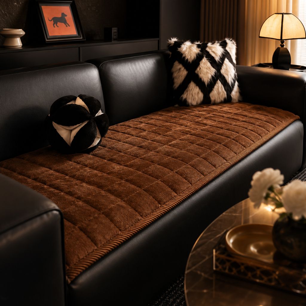Housse de canapé matelassée antidérapante en microfibre