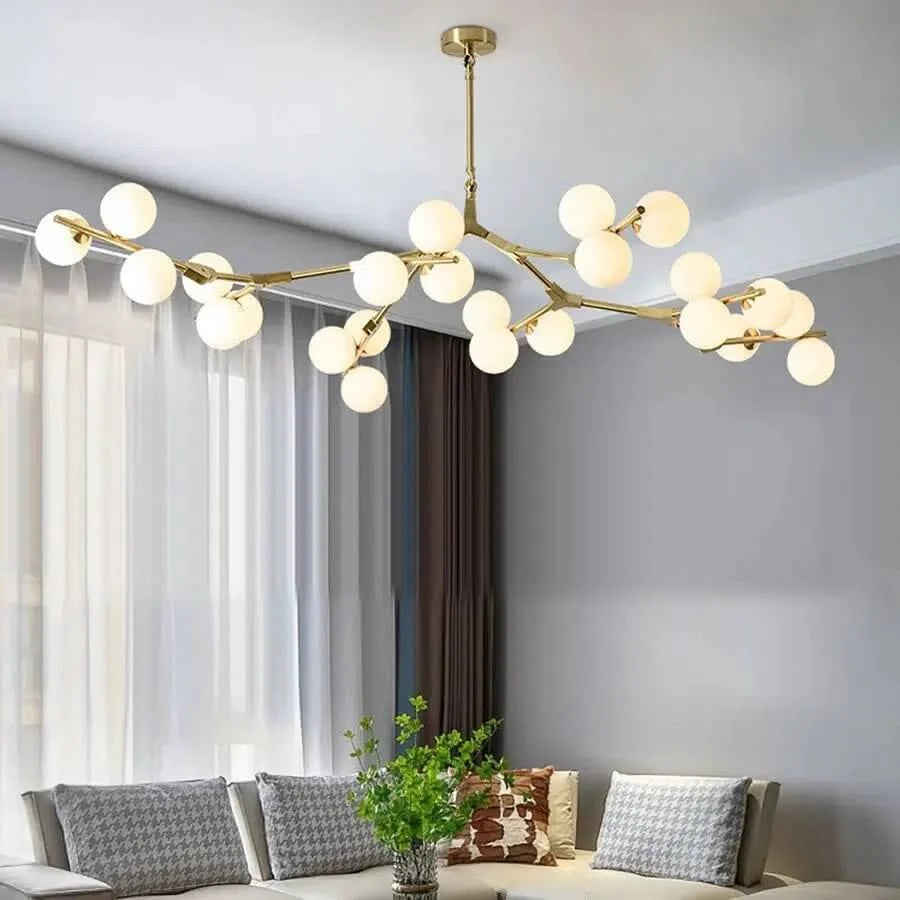 Frosted Glass Globe Chandelier, 12 to 24 Lights