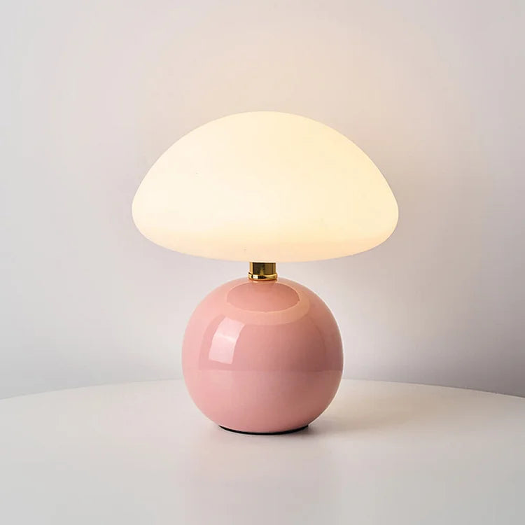 Ceramic Mushroom Table Lamp, 3-Colour LED Light