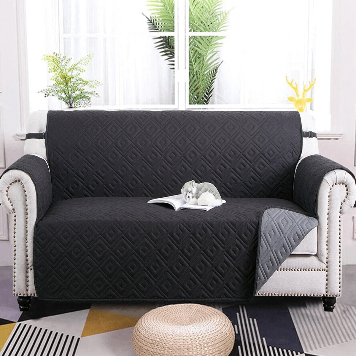 Housse de canapé matelassée réversible, 1 à 3 places