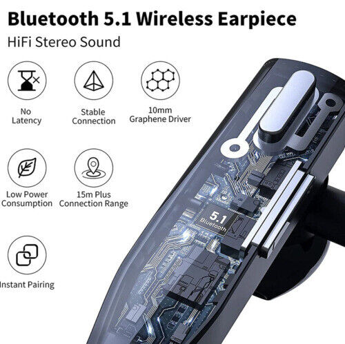 Oreillette Bluetooth 5.1 à double micro et perche