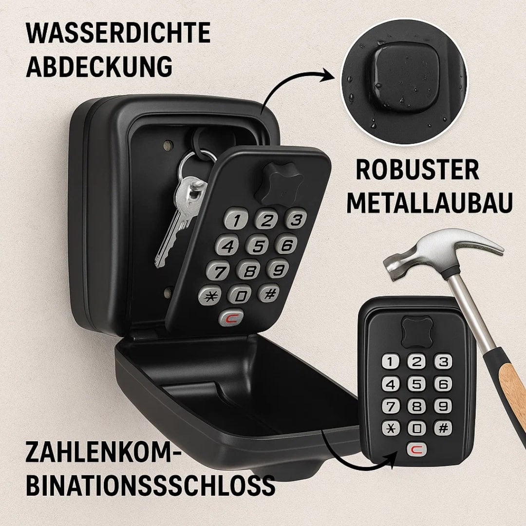 Wall-Mounted Combination Key Box, Black Zinc