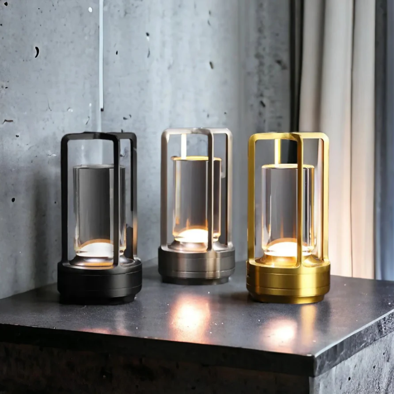 Lampe de table LED sans fil, abat-jour effet cristal