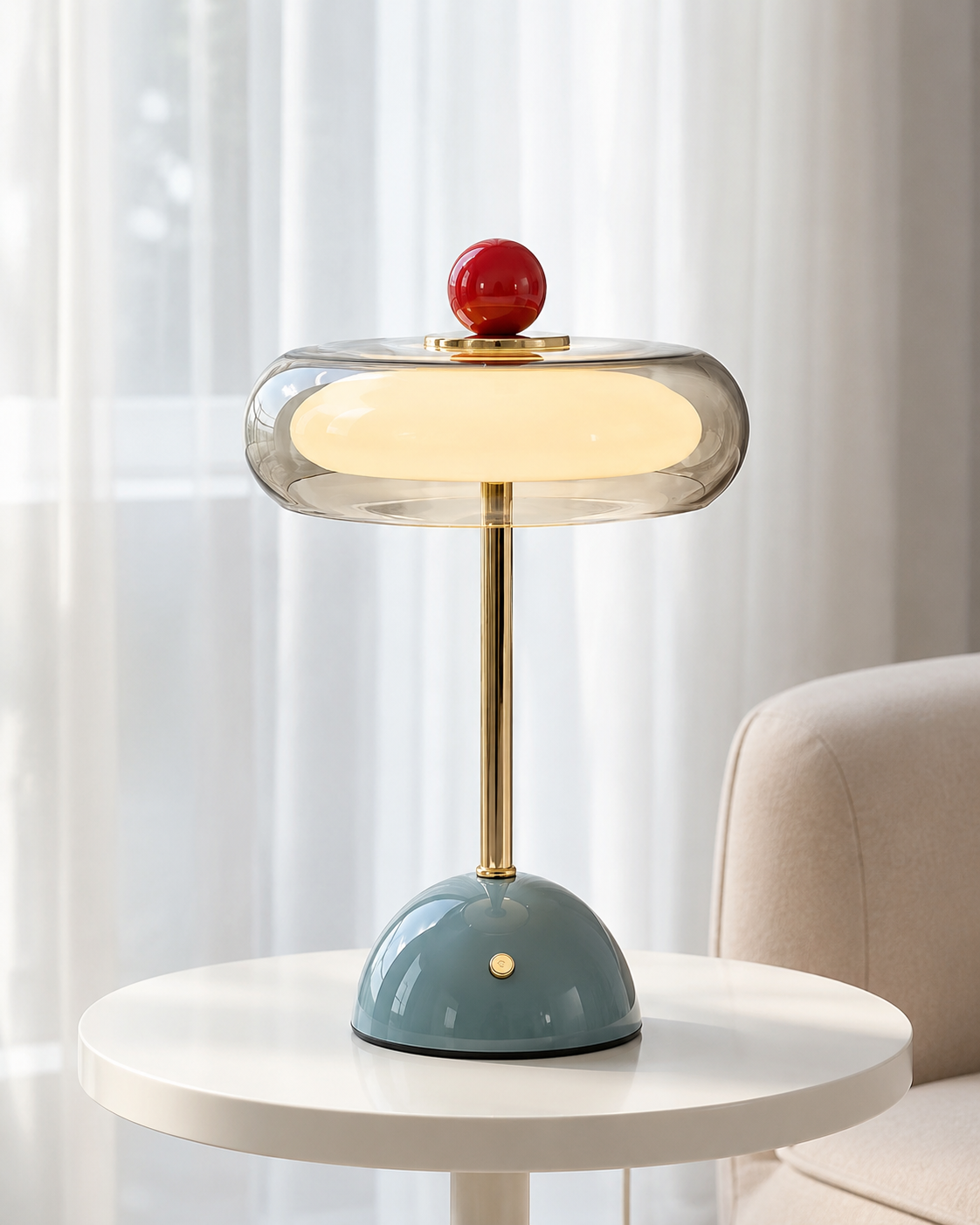 Lampe de table rechargeable en verre, style rétro