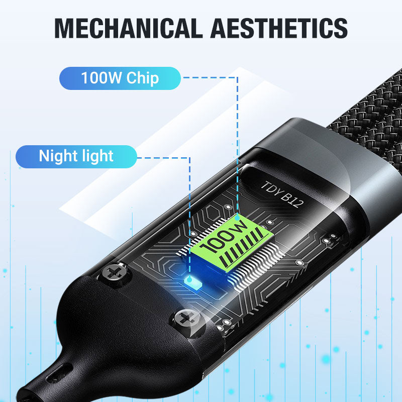 3-in-1 Transparent Light-Up Charging Cable, 1.2 m