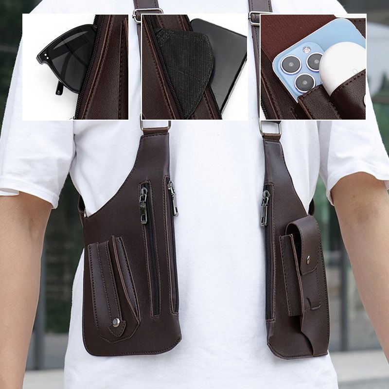 Sac tactique homme multipoches en PU, zippé