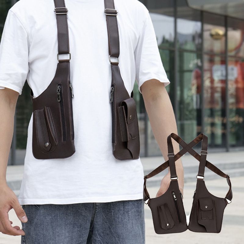 Sac tactique homme multipoches en PU, zippé
