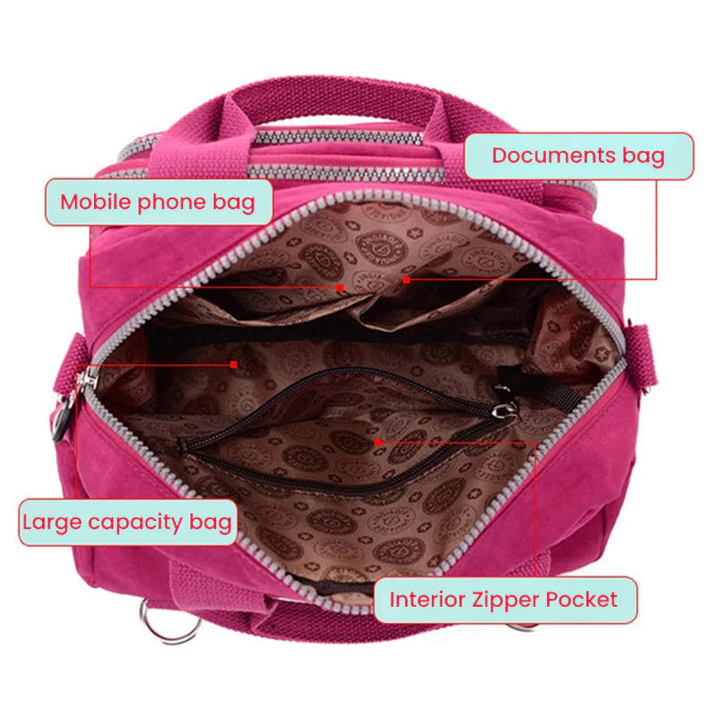 Sac à bandoulière décontracté en nylon, zippé