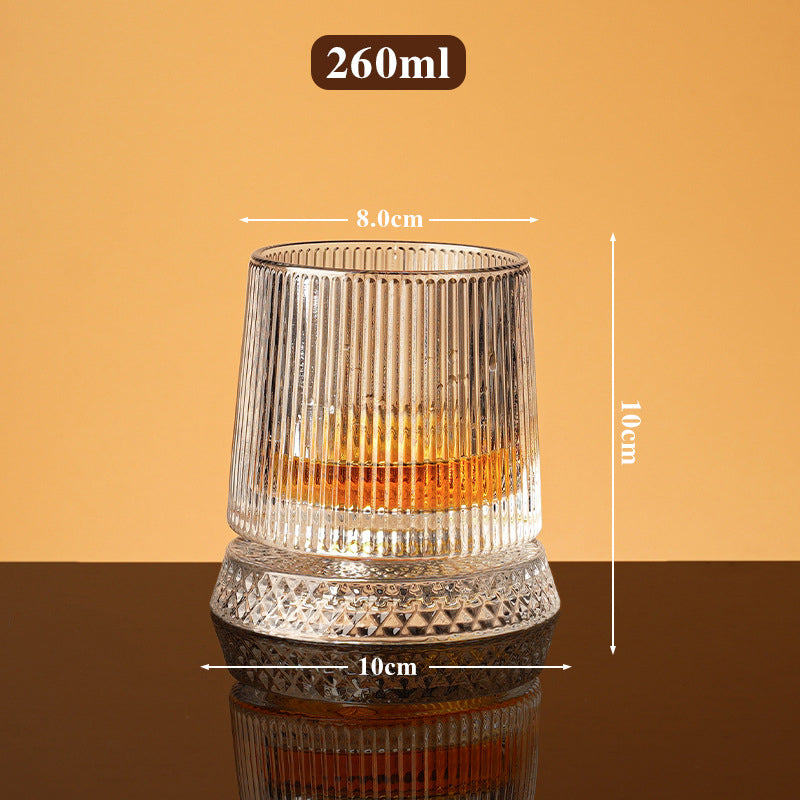 360° Rotating Whisky Glass, Embossed Pattern, 300 ml