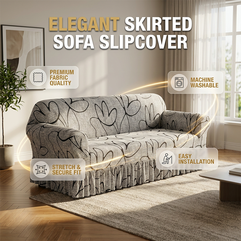 Housse de canapé extensible à volant, 1 à 4 places