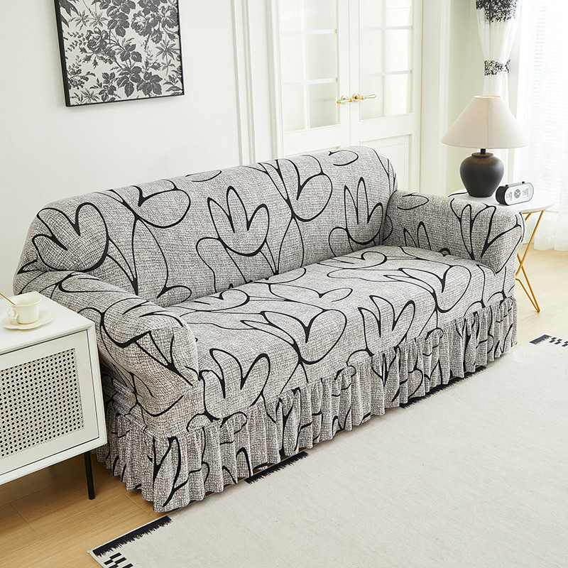 Housse de canapé extensible à volant, 1 à 4 places