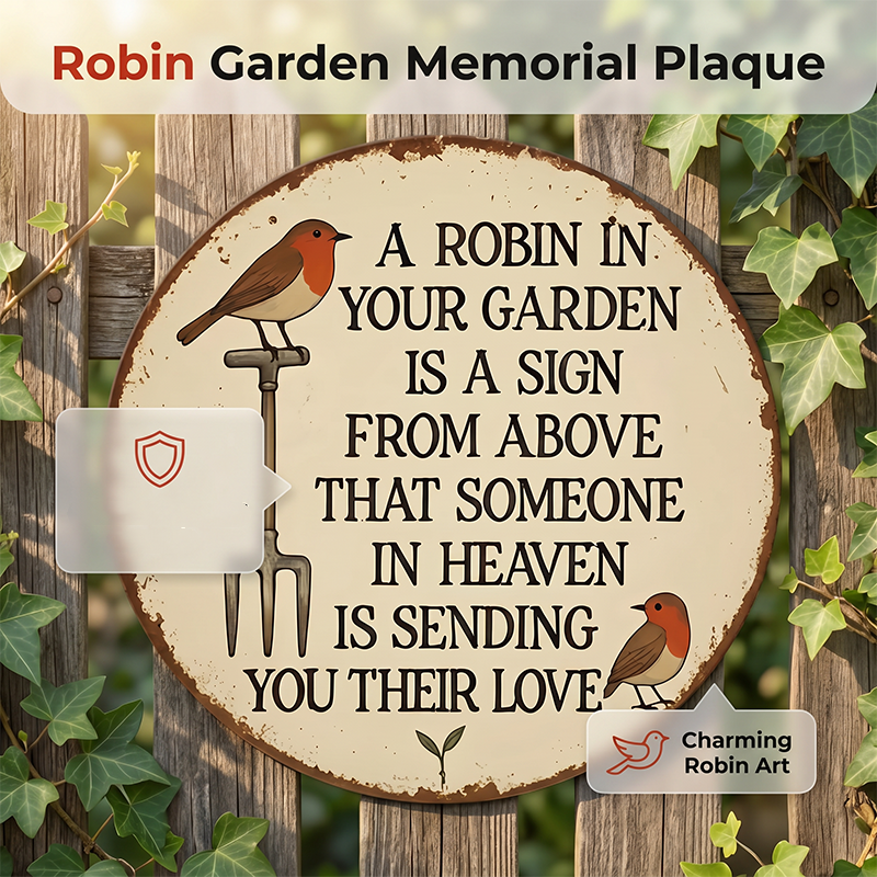 Vintage Wooden Wall Plaque with Robins