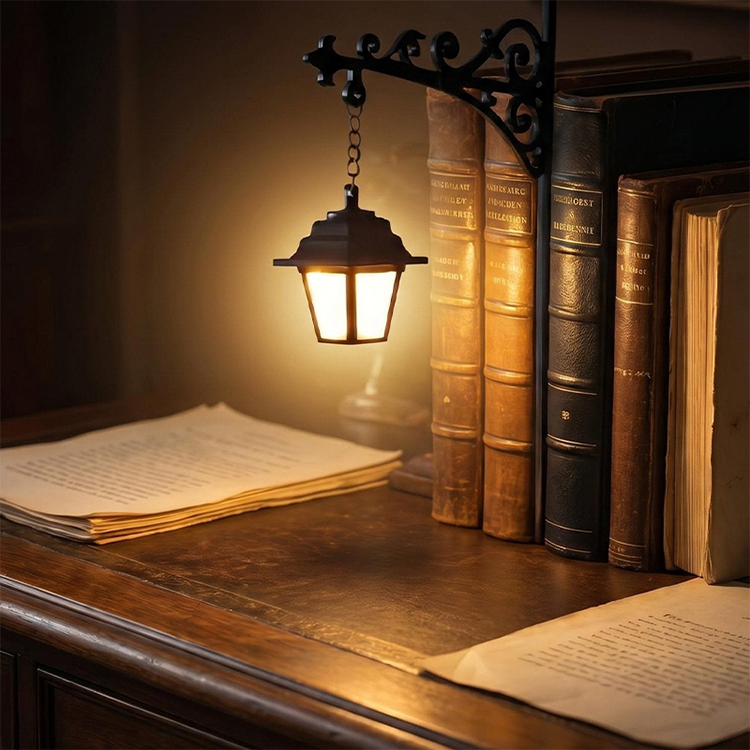 Serre-livres lumineux réverbère rétro miniature
