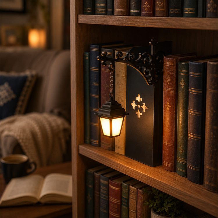 Serre-livres lumineux réverbère rétro miniature