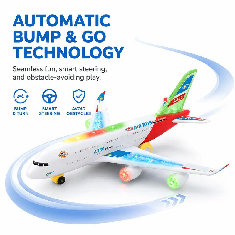 Electric Toy Aeroplane with Lights and Sounds, 3+