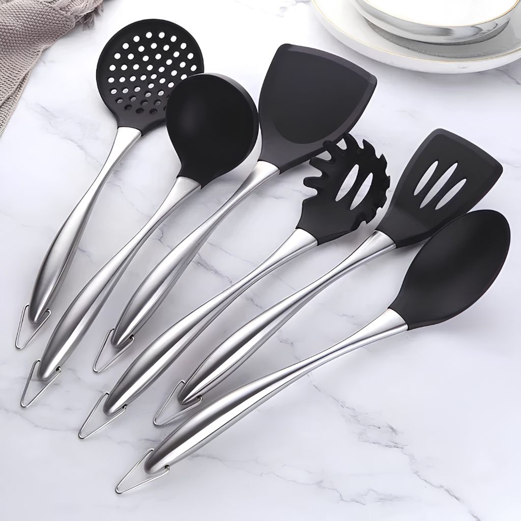 Ustensiles de cuisine en inox antiadhésif, lot de 6