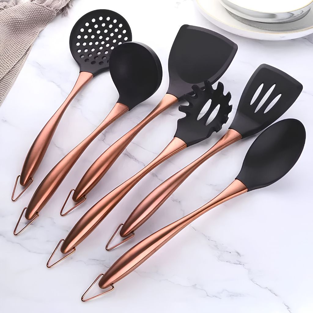 Ustensiles de cuisine en inox antiadhésif, lot de 6