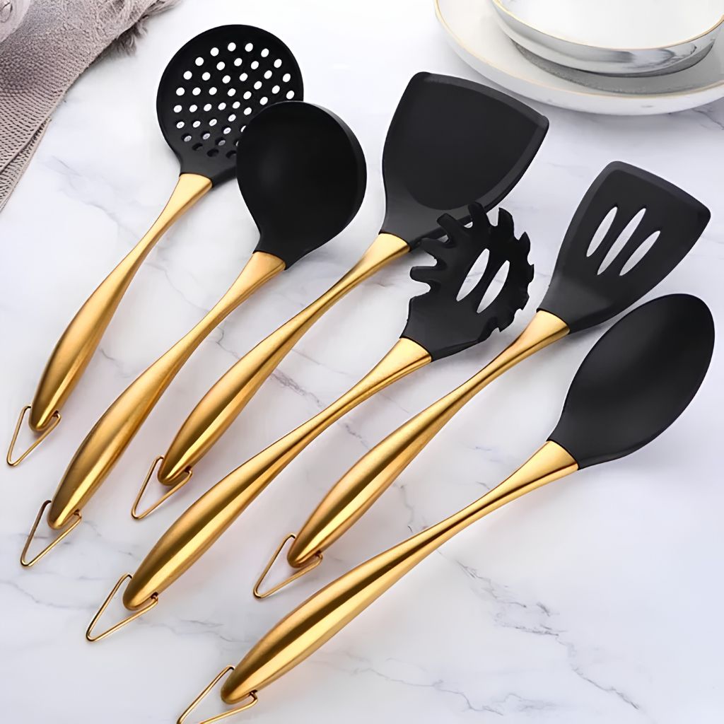 Ustensiles de cuisine en inox antiadhésif, lot de 6