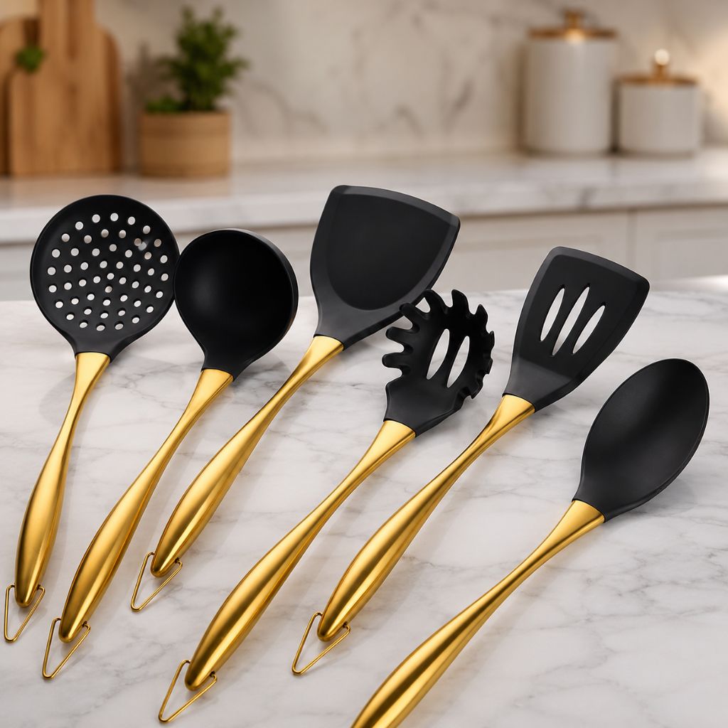 Ustensiles de cuisine en inox antiadhésif, lot de 6