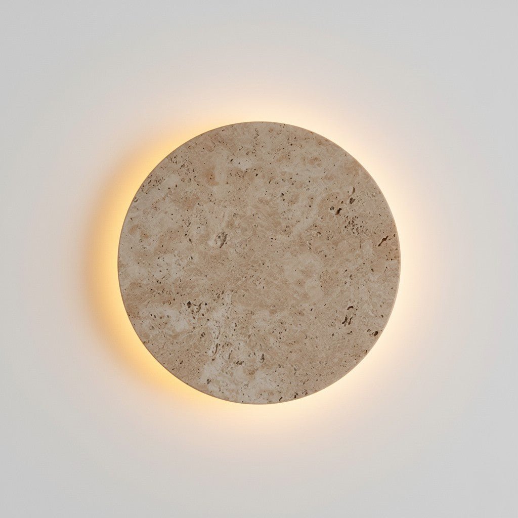 Round Natural Travertine Wall Light, LED