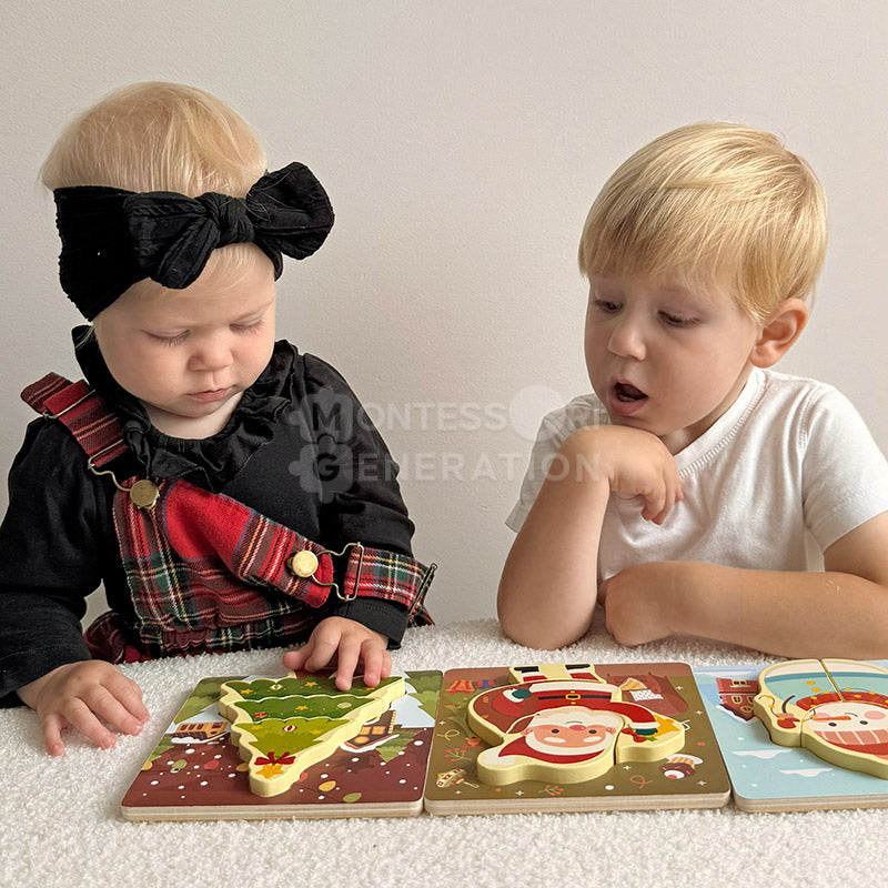 Christmas Wooden Puzzles, Set of 3, Ages 1+
