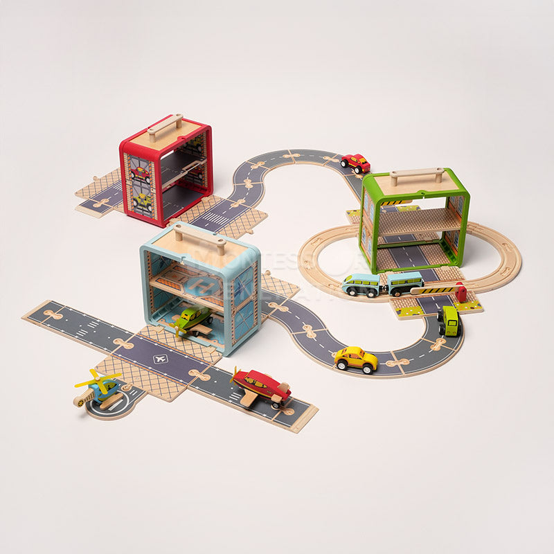 Wooden Track Building Kit: Station, Garage or Airport