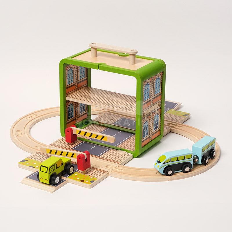 Wooden Track Building Kit: Station, Garage or Airport