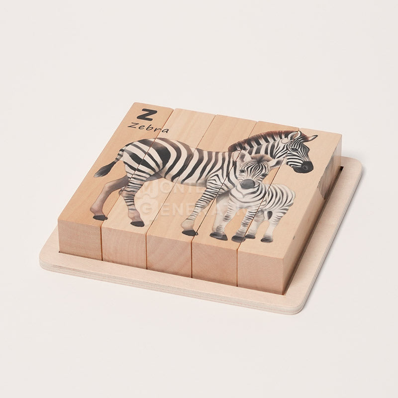 Puzzle rotatif en bois à 4 faces, animaux et lettres