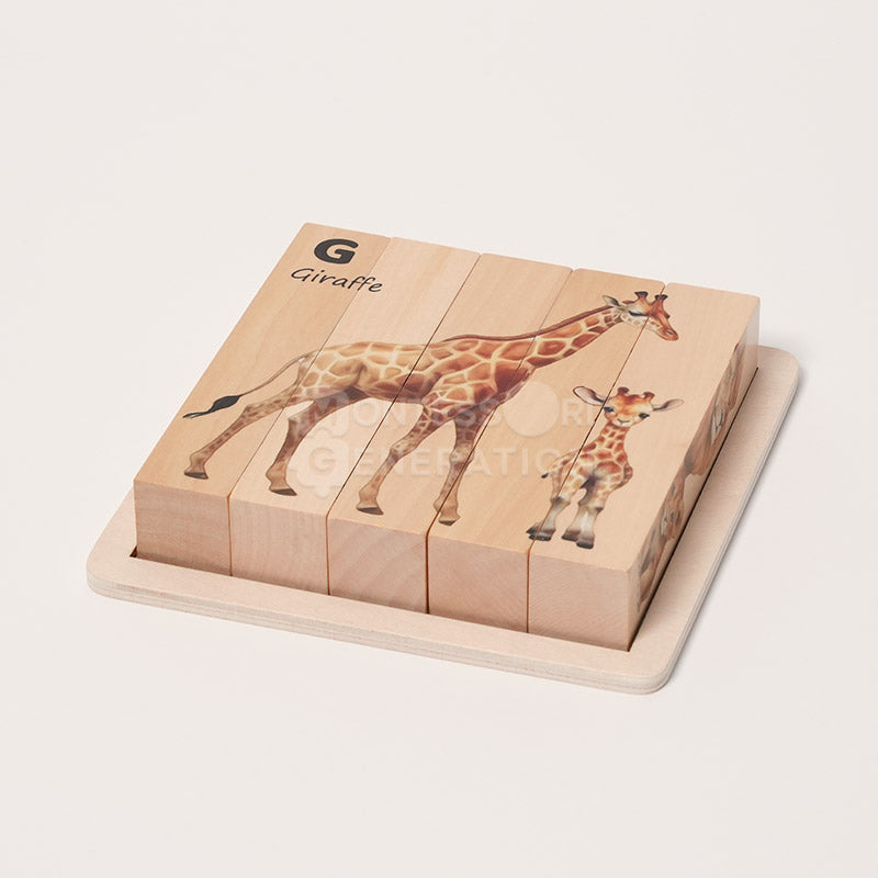 Puzzle rotatif en bois à 4 faces, animaux et lettres