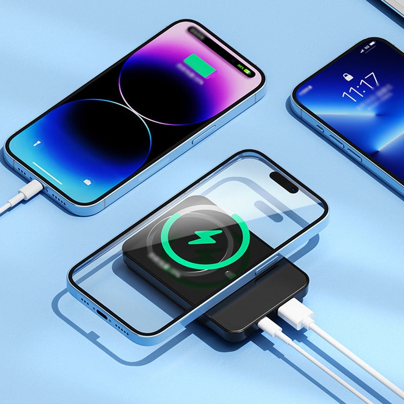Slim 10000 mAh Power Bank with Wireless Charging