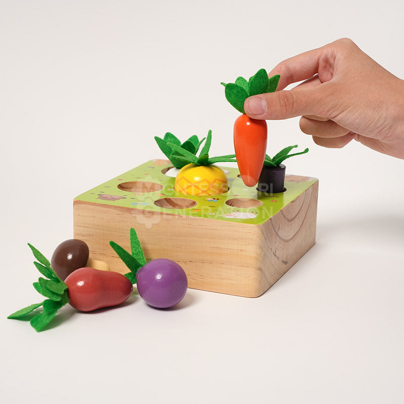 Jeu d'encastrement potager en bois, 7 légumes