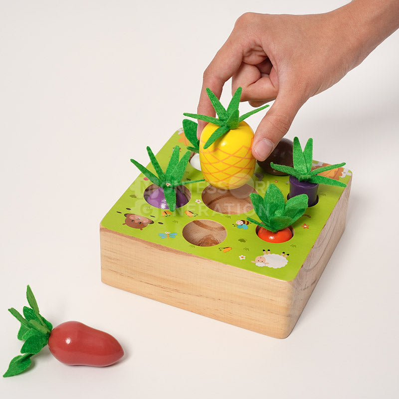Jeu d'encastrement potager en bois, 7 légumes