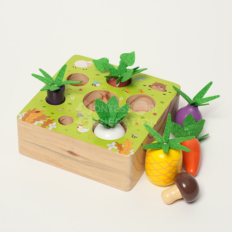 Jeu d'encastrement potager en bois, 7 légumes