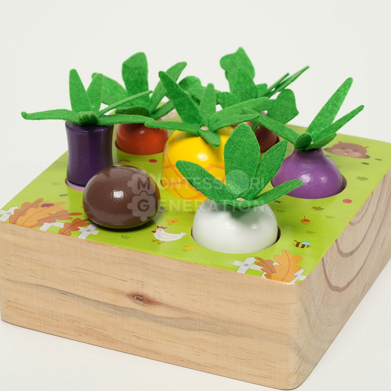 Jeu d'encastrement potager en bois, 7 légumes