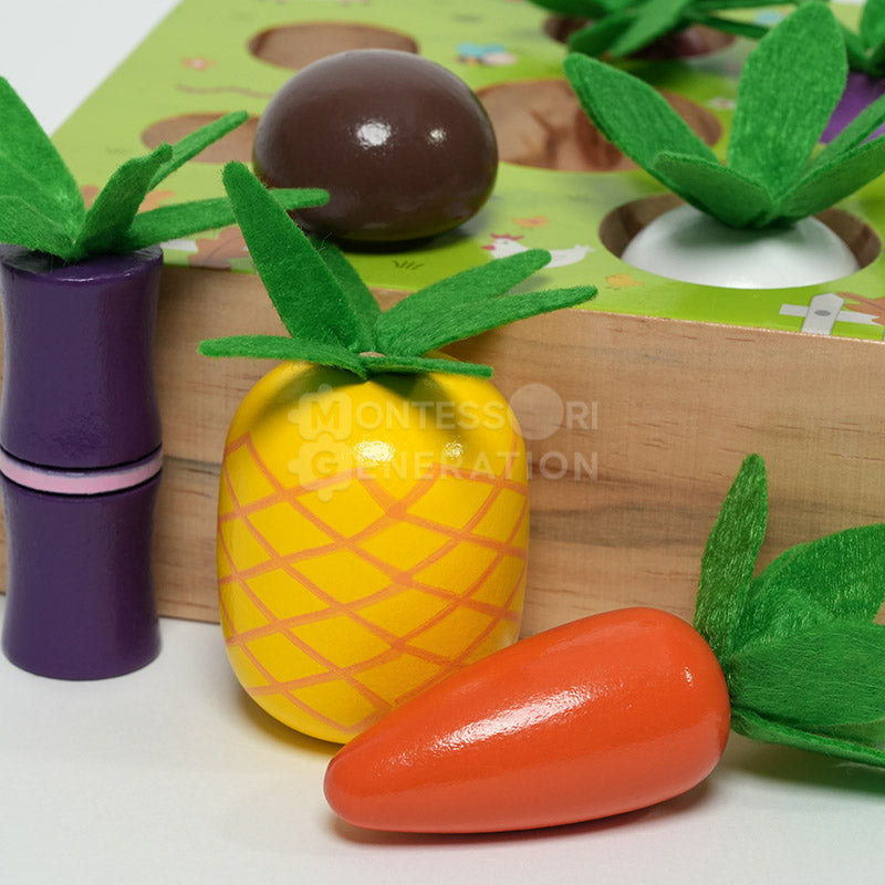 Jeu d'encastrement potager en bois, 7 légumes