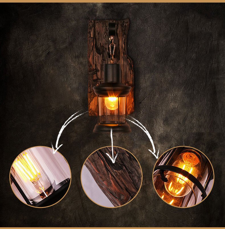 Veritas - Applique Murale en Bois et Verre