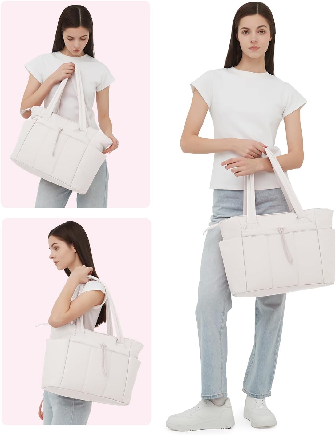 Sac cabas matelassé avec porte-gobelet et poche PC
